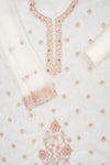Effortlessly Beautiful White Organza Crepe Unstitched Salwar Suit With Organza Dupatta