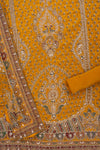 Raw Elegegance Mustard Crepe Unstitched Salwar Suit With Crepe Dupatta
