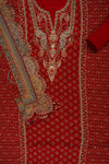 Heritage Heriloom Maroon Crepe Unstitched Salwar Suit With Crepe Dupatta