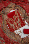 Heritage Heriloom Maroon Crepe Unstitched Salwar Suit With Crepe Dupatta