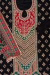 Bold Statement Black Rani Crepe Unstitched Salwar Suit With Georgette Dupatta