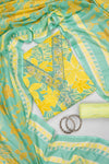 Lemon Gold Cotton Unstitched Salwar Suit With Cotton Dupatta