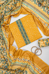 Raw Elegance Mustard Cotton Unstitched Salwar Suit Cotton Dupatta