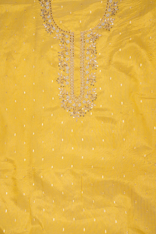 Raw Elegance Mustard Chanderi Cotton Unstitched Salwar Suit With ChanderiCotton Dupatta