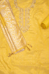 Raw Elegance Mustard Chanderi Cotton Unstitched Salwar Suit With ChanderiCotton Dupatta