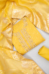 Raw Elegance Mustard Chanderi Cotton Unstitched Salwar Suit With ChanderiCotton Dupatta