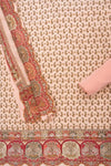 Blush Elegance Peach Crepe Unstitched Salwar Suit With Crepe Dupatta