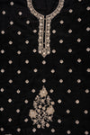 Bold Statement Black Organza Crepe Unstitched Salwar Suit With Organza Dupatta