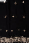 Bold Statement Black Organza Crepe Unstitched Salwar Suit With Organza Dupatta