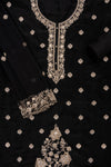 Bold Statement Black Organza Crepe Unstitched Salwar Suit With Organza Dupatta