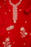 Heritage Heirloom Maroon Shimmer Unstitched Salwar Suit With Organza Dupatta