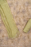 Soft Heritage Pista  Organza Unstitched Salwar Suit With Organza Dupatta