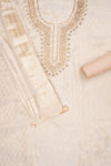 Effortlesly Beautiful Off White Shimmer Unstitched Salwar Suit With Shimmer Dupatta
