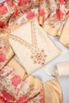 Effortlesly Beautiful Off White Banarasi Silk Unstitched Salwar Suit With Silk Dupatta