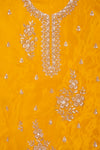 Raw Elegance Mustard Organza Unstitched Salwar Suit With Chiffon Dupatta