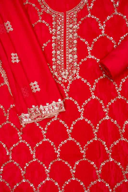 Timeless Elegance Rani organza Cotton Unstitched Salwar Suit With organza Dupatta