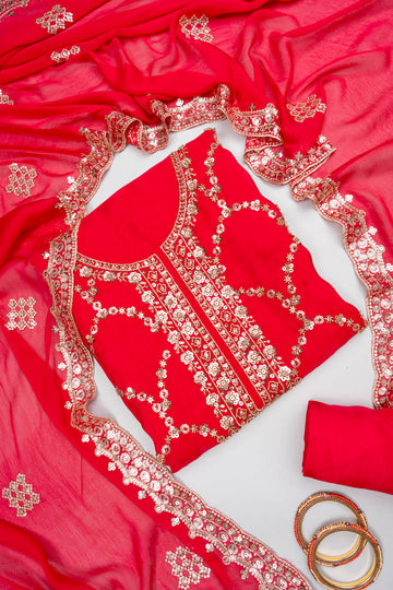 Timeless Elegance Rani organza Cotton Unstitched Salwar Suit With organza Dupatta