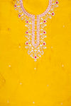 Raw Elegance Mustard Chanderi Cotton Unstitched Salwar Suit With Cotton Dupatta