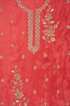 Charm Dark Gajari Organza Unstitched Salwar Suit With Dola Dupatta