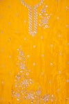 Raw Elegance Mustard Organza Unstitched Salwar Suit With Dola Dupatta