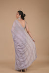 Mauve embroidered Swarovski & Beadwork Chinon Saree with Unstitched Blouse