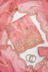 Glow Different Gajari Organza Unstitched Salwar Suit With Organza Dupatta