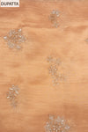 Blush Elegance Peach Crepe Tissue Unstitched Salwar Suit With Tissue Dupatta