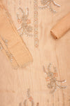 Blush Elegance Peach Crepe Tissue Unstitched Salwar Suit With Tissue Dupatta