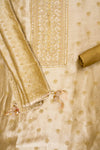 Heritage Charm Mehndi Silk Unstitched Salwar Suit With Silk Dupatta