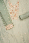 Soft Heritage Pista Crush Tissue Unstitched Salwar Suit With  organza Dupatta