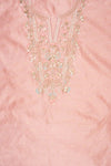 Blush Elegance Peach Chanderi Cotton Unstitched Salwar Suit With Chiffon Dupatta