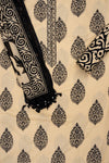 Timeless Beauty Tussar Black cotton Unstitched Salwar Suit With Cotton Dupatta