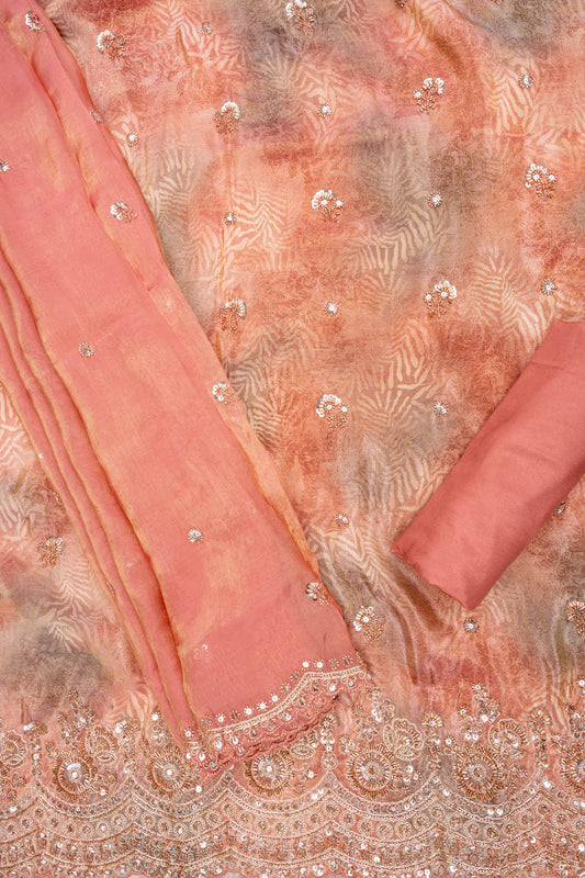 Glow Different Gajari Organza Unstitched Salwar Suit With Organza Dupatta