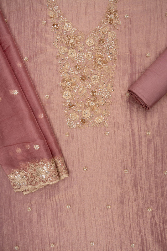 Glow Different Gajari Crush Tissue Unstitched Salwar Suit With Organza Dupatta