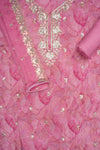Eternal Bloom Pink Organza Unstitched Salwar Suit With Organza Dupatta