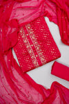 Timeless Elegance Rani Cotton Unstitched Salwar Suit With ChInon Dupatta