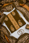 Heritage Charm Mehndi Cotton Unstitched Salwar Suit With Cotton Dupatta