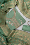 Pastel Mejesty Mint Green Organza Unstitched Salwar Suit With Dola Dupatta