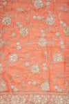 Peach Organza Unstitched Salwar Suit With Tissue Dupatta