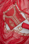 Glow Different Gajari Organza Unstitched Salwar Suit With Chiffon Dupatta