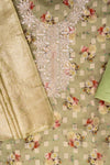 Pista Cotton Unstitched Salwar Suit With Cotton Dupatta