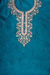 Mesmerizing Dark Firozi Chanderi Cotton Unstitched Salwar Suit With  Cotton Dupatta