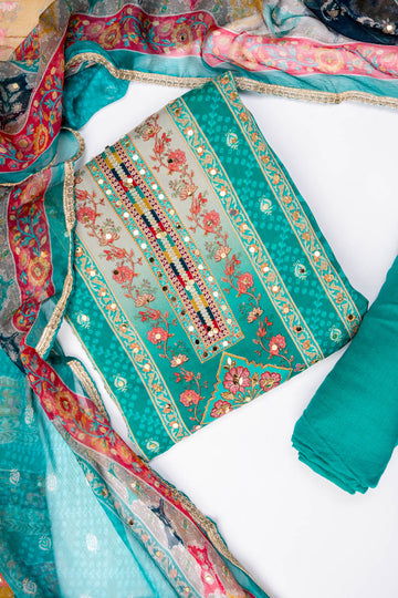 Rama Chinon Unstitched Salwar Suit With Chinon Dupatta