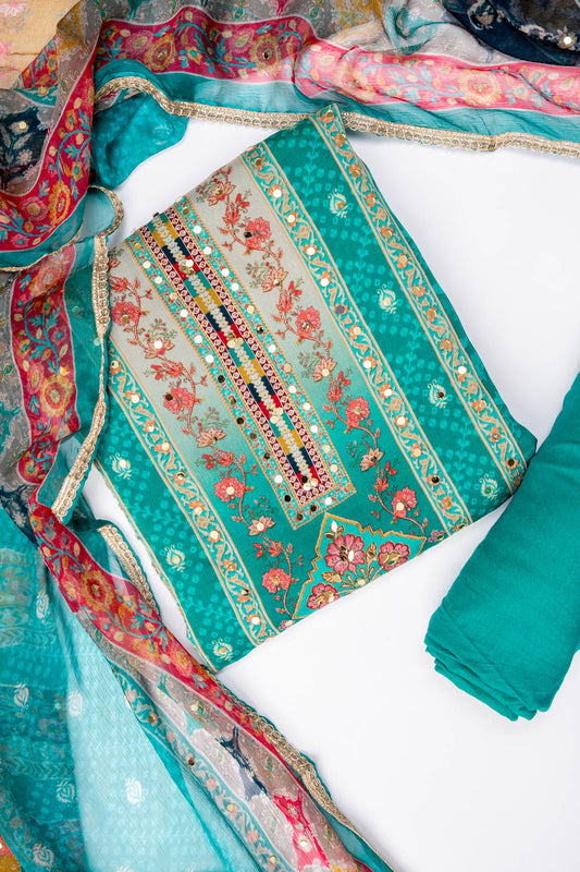 Rama Chinon Unstitched Salwar Suit With Chinon Dupatta