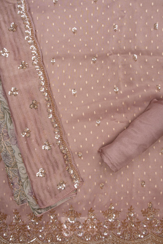 Stunningly Unique Onion Organza Unstitched Salwar Suit With Georgette Dupatta