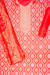 Coral Cotton Unstitched Salwar Suit With Cotton Dupatta
