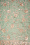 Mint Green Organza Unstitched Salwar Suit With Tissue Dupatta