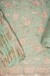 Mint Green Organza Unstitched Salwar Suit With Tissue Dupatta