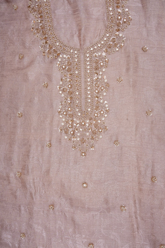 Delicate and Dreamy Mauve Organza Unstitched Salwar Suit With Organza Dupatta