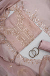 Delicate and Dreamy Mauve Organza Unstitched Salwar Suit With Organza Dupatta